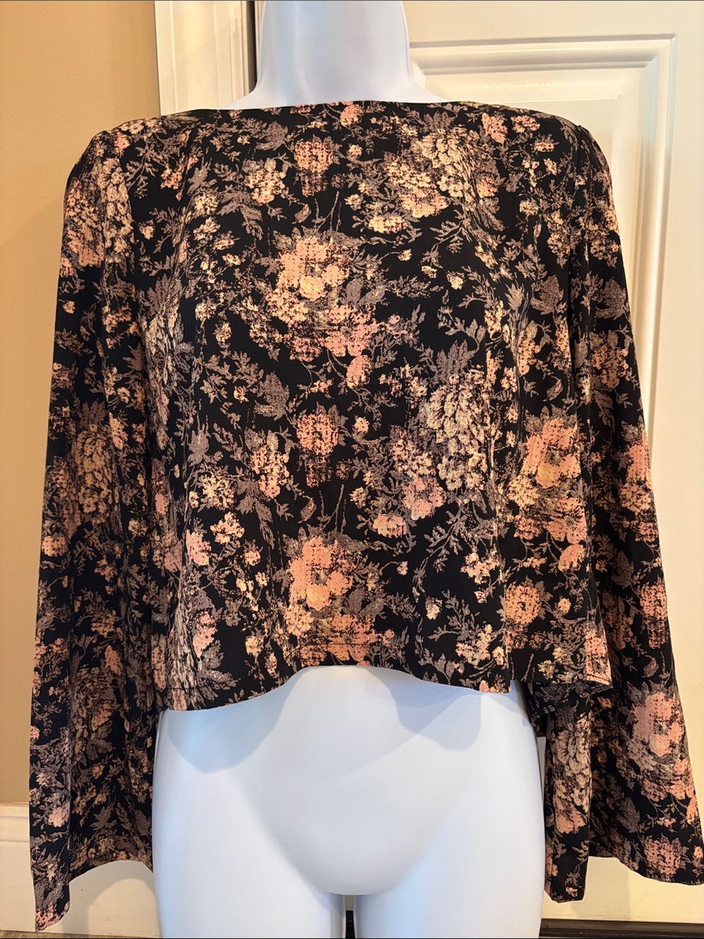 Sugarlips Black Blouse with Peach Floral Print